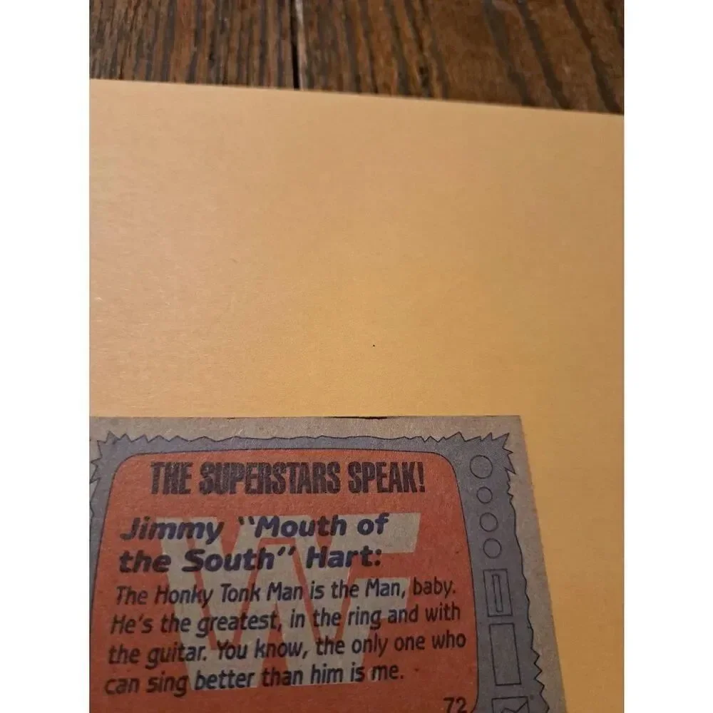 Vintage 1987 WWF Topps Trading Card 72 Honky Tonk Man Jimmy Hart Superstar Speak